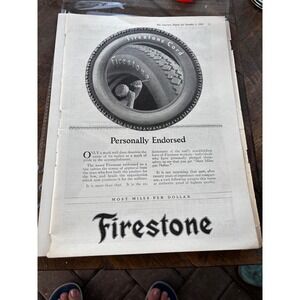 Firestone Vintage Print Ad 1921 Black White Cord Tires Antique Garage Art
